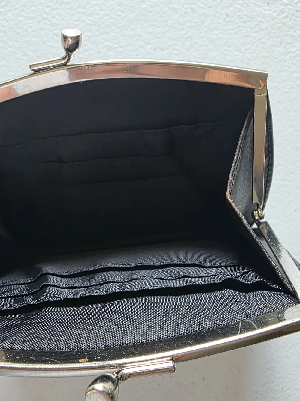 Vintage 80's LOYAL WEST Leather Kiss-Lock Coin Pouch - Black